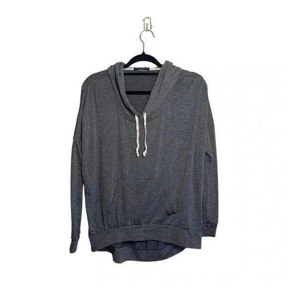 Brandy Melville Layla Dark Gray Hooded Tunic Sweatshirt One Size Women’s - Picture 2 of 12